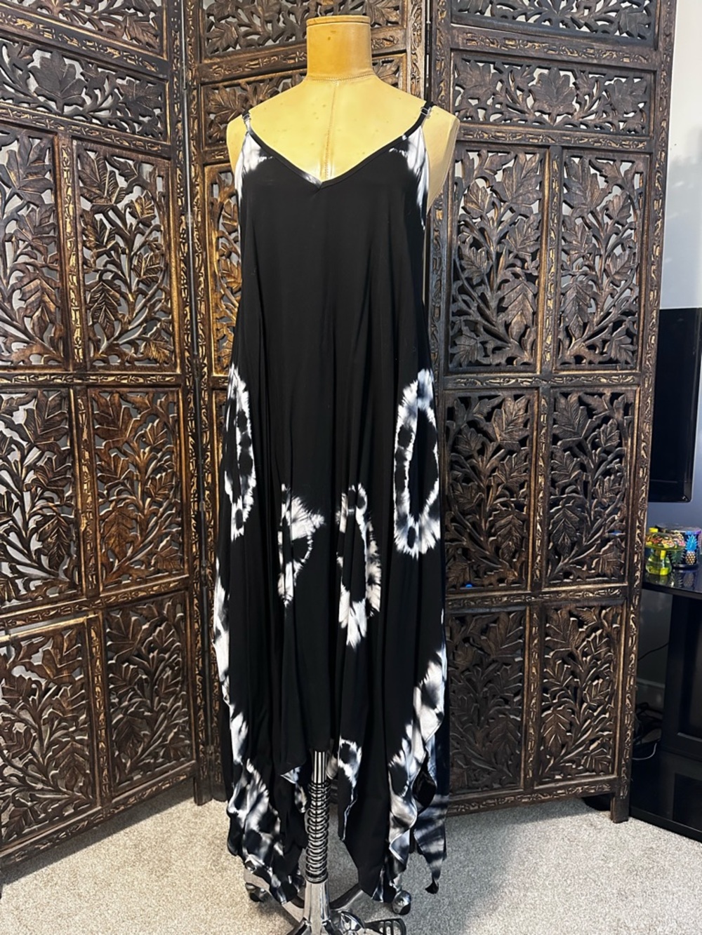 Black & White Tie-Dye Handkerchief bottom Cover Up